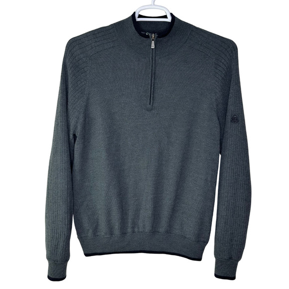 Brooks Brothers Country Club Golf Sweater Mens Large Gray Half Zip Pullover Wool - Picture 1 of 6